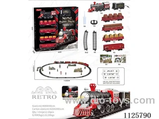 Alloy vintage train model with light/music/spray