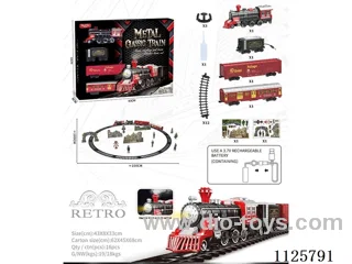 Alloy vintage train model with light/music/spray included battery