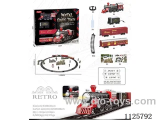 Alloy vintage train model with light/music/spray