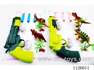 Softball guns with dinosaurs