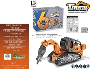 1:32 Alloy drilling machine disassembly engineering car with lights and music