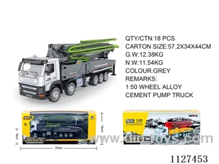 1:50 alloy concrete pump truck static model