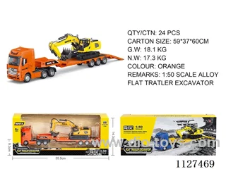 Static model of 1:50 alloy heavy truck excavator transporter