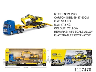 Static model of 1:50 alloy heavy truck excavator transporter
