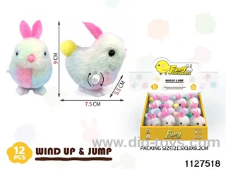 Wind Up Colourful Plush Bunny with Tail 12pcs