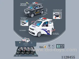 Flashing inertia car model city guard car (8pcs) package electricity