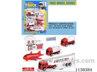 Glide set fire engine 3 cars + 1 aircraft + 1 barricade + 1 house