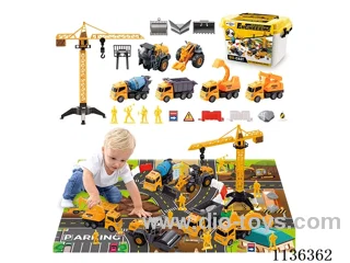Alloy Engineering Vehicle Set (with Inertia Vehicle and Scooter)