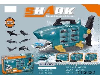 Shark storage toy (with gold car 2pcs and 6pcs ocean critters)