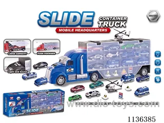 Large Police Storage Vehicle (Large Vehicle with Lights & Music / Small Alloy Car Sliding)