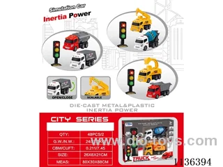 Two inertia engineering alloy car with traffic light (traffic light with light music) three mixed packs