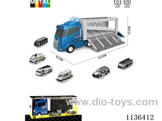 Police musical big lorry (big car skidding function with light music/6 small cars alloy skidding))