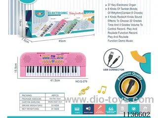 37 Keys Multifunctional Electronic Piano with Microphone USB Connector Cable (Pink)