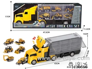 Engineering long head cargo car + earth colour heavy engineering car series alloy car