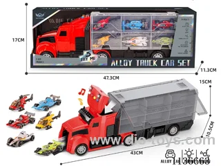 Fire Fighting Long Head Cargo Car+Formula Racing Helicopter Series Alloy Cars