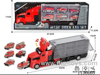 Fire Fighting Long Head Cargo Car+Red Fire Engine Series Alloy Vehicles