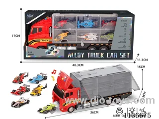 Fire Fighting Short Head Cargo Car+Formula Racing Helicopter Series Alloy Vehicles