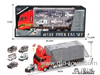 Fire Fighting Short Head Cargo Car+Police Car Series Alloy Vehicle