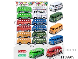 6 colours pull back mini buses (environmentally friendly material) 12pcs