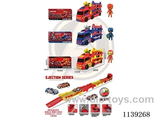 Ejector Track Storage Car 4 PCS Tin Car 1 PCS Figurines 3 Mixed
