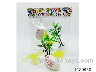Glow-in-the-dark Dinosaur 2pcs + Dinosaur Egg + Tree 4pcs (7.5-11cm)