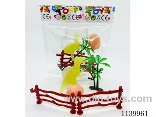 Glow-in-the-dark Dinosaur 1pc + Tree + Egg + 2 Fences 5pcs (6.5-10cm)