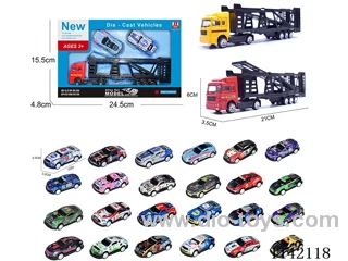 Alloy Tractor Trailer Car Carrying 2 Sports Cars (Sliding)