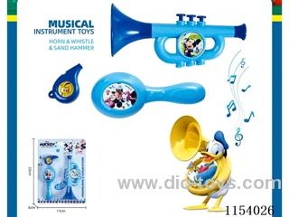 Disney Mickey musical instrument toys (horn, sandhammer, whistle) - Mickey