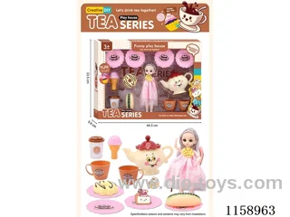 Boxed Tea Set + Food with 9’ Barbie (full body joints movable)