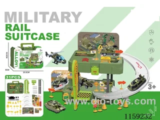 Storage Alloy Military Car Park Tote Bag (with 1 gold car + 1 set of road markings 31 PCS)