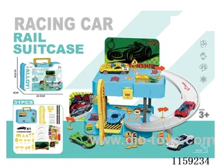 Storage Alloy Sports Car Parking Tote Bag (matching gold car 1pc + matching road markings 1 set 31 PCS)