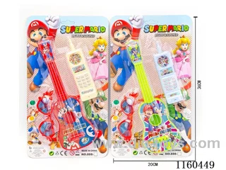 Mario guitar + small mobile phone + glasses