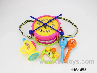 Set of five (snare drum + horn + hand bell + rattle 2)