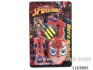 Spider-man Suit 24CM Spider-Man (light)+EVA bullet gun + card + mask