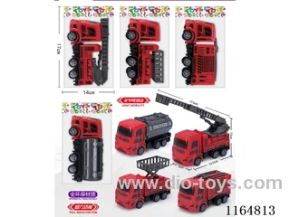 4 pull back fire trucks (single) (all environmentally friendly materials, all joints can be moved)