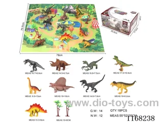Hollow Retro Dinosaurs 9 pcs + 2 large coconut trees + 1 map
