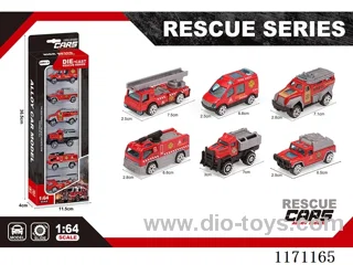 Alloy skidding fire truck 6 models mixed