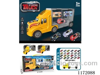 Sliding container truck +3PCS alloy pull-back car