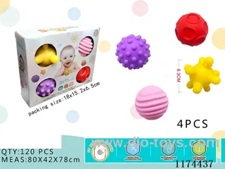 4 Rainbow Balls Vinyl Water Play Baby Massage Ball Toys
