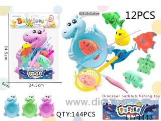 Dinosaur bath tub water play toy fishing toy 12PCS