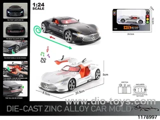1:24 alloy pull back car with Lights and sound effects