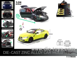 1:24 alloy pull back car with Lights and sound effects