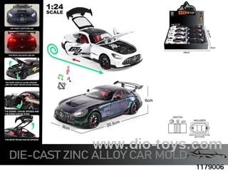 1:24 alloy pull back car with Lights and sound effects