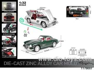 1:32 alloy pull back car with Lights and sound effects