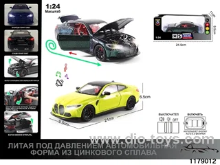 1:24 alloy pull back car with Lights and sound effects