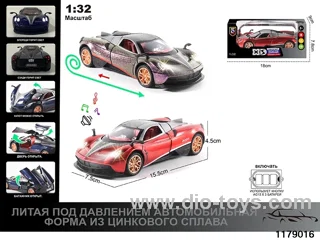 1:32 alloy pull back car with Lights and sound effects