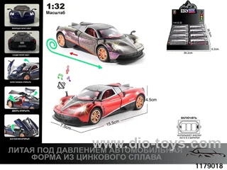1:32 alloy pull back car with Lights and sound effects