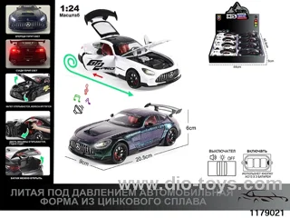 1:24 alloy pull back car with Lights and sound effects