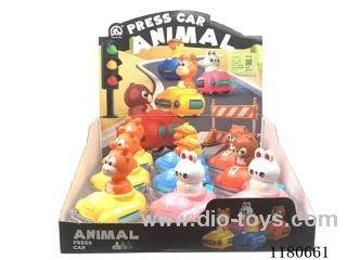 Press and slide cartoon bear toy car four mixed 9PCS / box