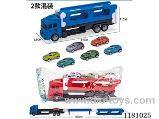Folding Sliding Catapult Dinosaur Car (with 3 Scooter Alloy Cars) 2 Colors Mixed Pack